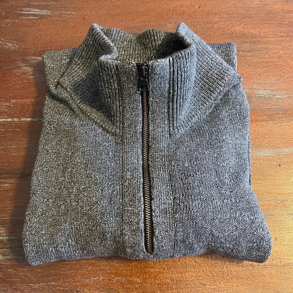 Banana Republic Men's 3/4 Zipper !00% Cotton Slub Novelty Sweater Size Large